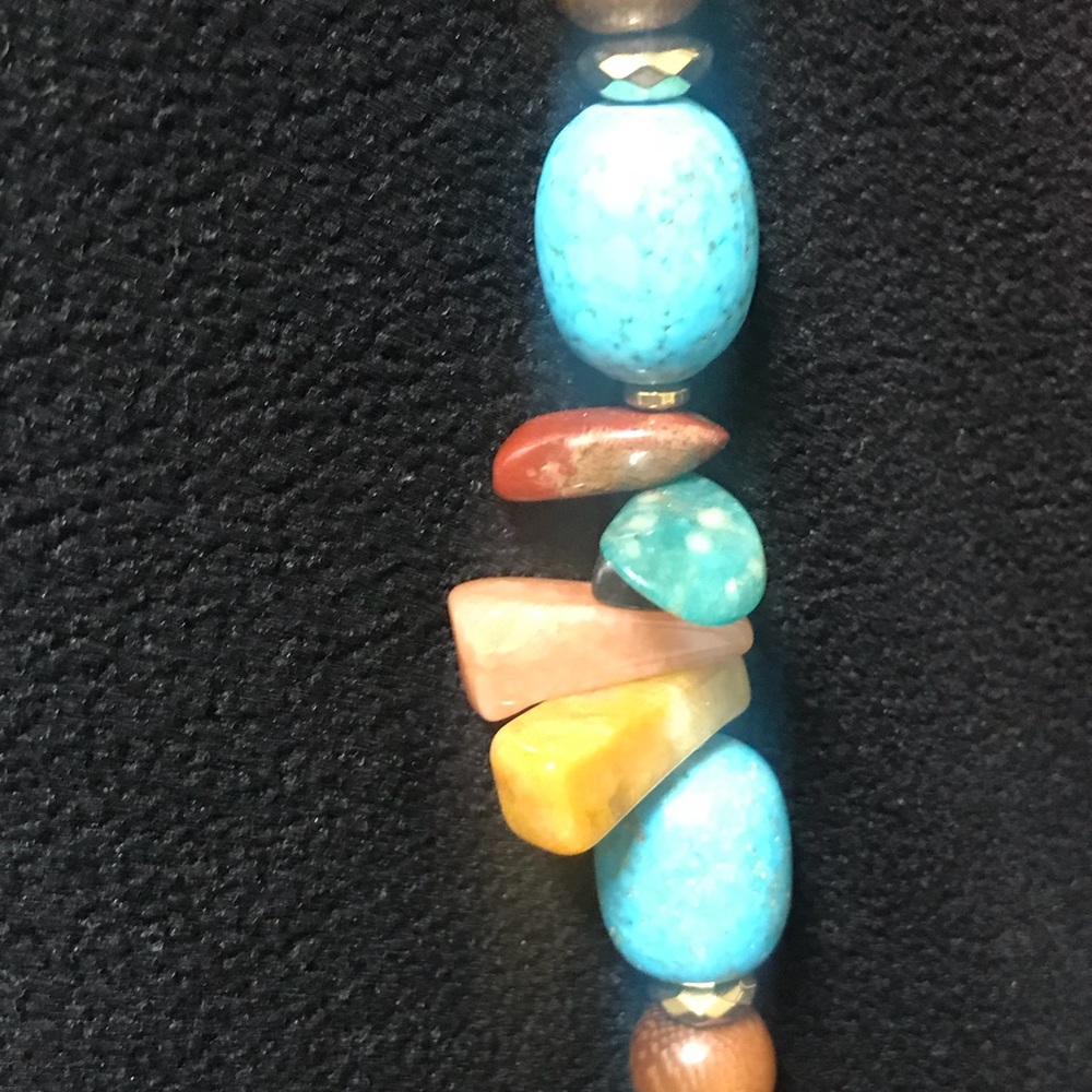 Wood and turquoise beaded layering necklace
